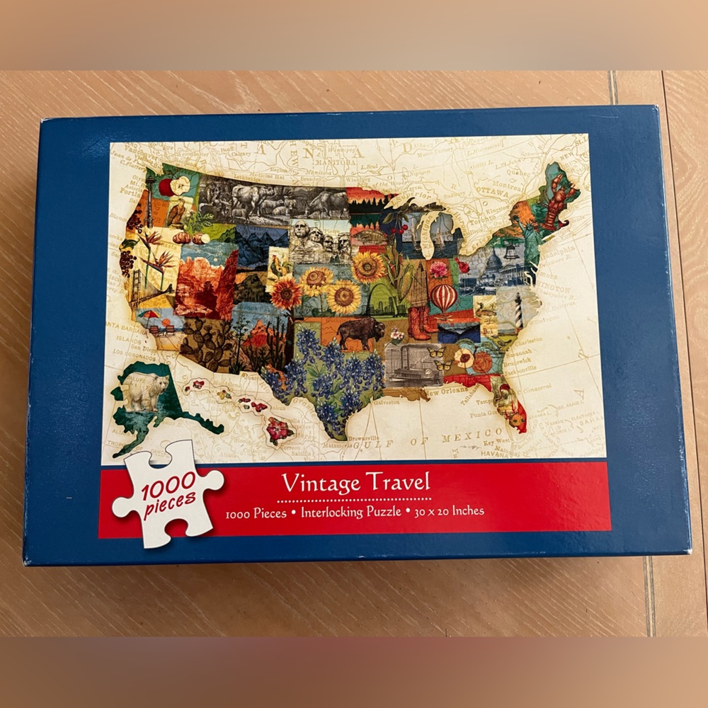 1000 piece jigsaw puzzle by Current. Vintage Travel.